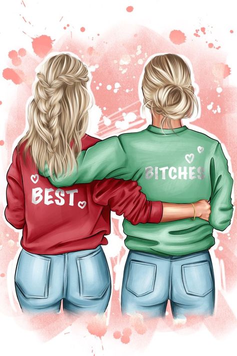 Best friends clipart Best Friend Sublimation Designs, Best Friend Clipart, Blaus Design, Best Friends Clipart, Country Best Friends, Personalized Illustration, Friends Portrait, Friends Drawing, Friends Clipart