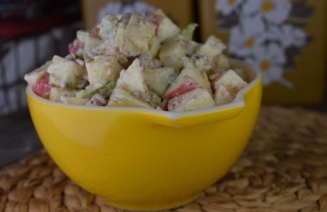 Apple Waldorf Salad, Recipe With Apples, Waldorf Salad Recipe, Old Cookbooks, Waldorf Salad, Apple Recipes Easy, Creamy Dressing, Crunchy Pecans, Apple Crisp