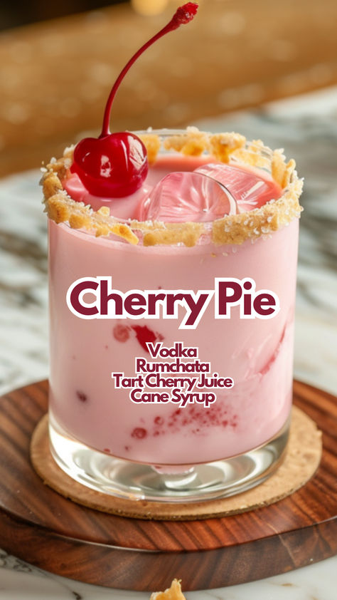 Cherry Pie Cherry Tart Sleep Drink, Cherry Mcgillicuddy Drinks, Tart Cherry Juice Cocktail, Red Drinks Alcohol Parties, Tart Cherry Juice Recipes, Cherry Drinks Alcoholic, Tart Cocktails, Cherry Cocktail Recipes, Cherry Cocktails