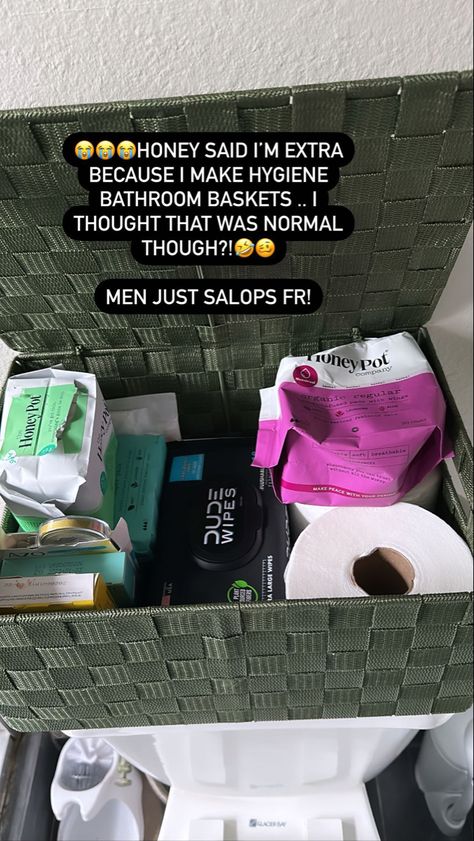 Period Basket For Bathroom, Period Basket, Period Bathroom, Basket For Bathroom, Bathroom Basket, Period Hacks, Bathroom Baskets, Simple Skincare Routine, Creative Stuff