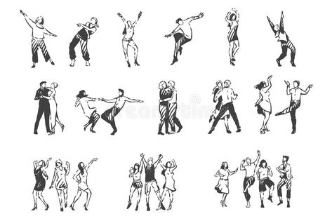 Dancing People Tattoo, Dancing Sketch, Two People Dancing, Dancing To Music, Dancing Drawing, Dance Tattoo, Dancing Pose, Doodle People, Dancing Figures