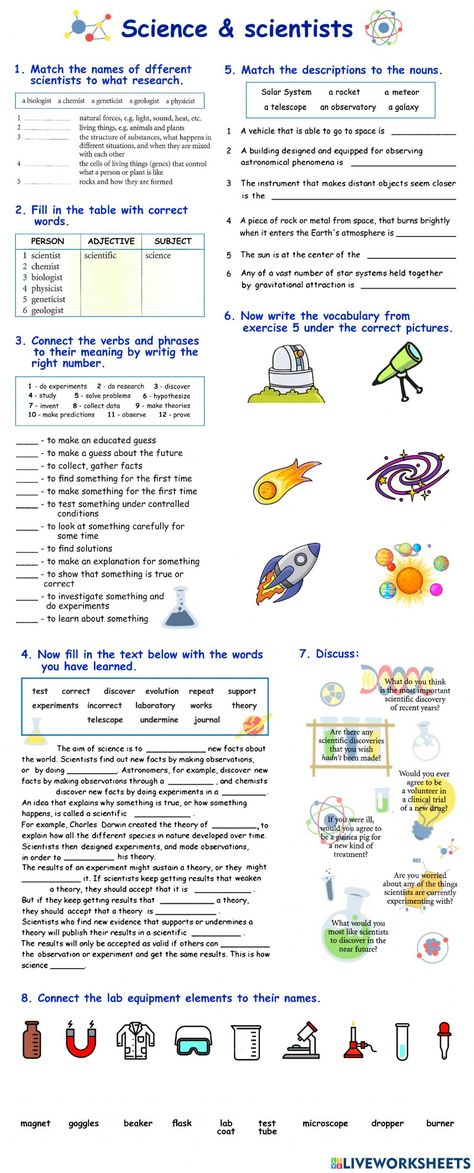 Science Vocabulary online worksheet for gade 6. You can do the exercises online or download the worksheet as pdf. Biology For Beginners, What Is Science Worksheet, 6th Grade Science Worksheets, 1st Grade Science Worksheets, English Vocabulary Worksheets, Scientific Vocabulary, Science Vocabulary Activities, Biology Vocabulary, Education Vocabulary