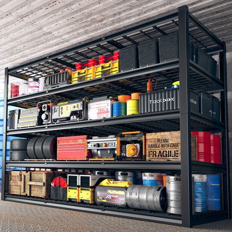 PRICES MAY VARY. 【60 "W x 72"H x 24"D Wide Storage Shelves heavy duty】The garage shelving heavy duty is suitable for garage, warehouse, basement, warehouse,Library, etc. The 5 tier metal shelves for storage shelves not only expands your storage space, makes your home clean and orderly, is your best choice. 【3000LBS Capacity Heavy Duty Garage Shelves】REIBII heavy duty garage shelving unit has thickened double metal legs. Made of high-quality metal, each solid thickened metal shelving with 9 big r Warehouse Library, Stable Garage, Heavy Duty Garage Shelving, Heavy Duty Storage Shelves, Industrial Garage, Shelves Industrial, Garage Warehouse, Garage Shelving Units, Metal Storage Shelves