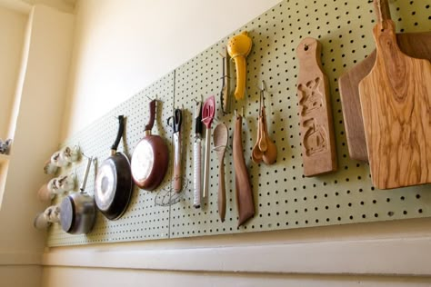 Pegboard Ideas for Kitchens, Craft Rooms, and More | Apartment Therapy Pegboard Setup, New Orleans Apartment, Apartment Therapy House Tours, Pegboard Kitchen, Pegboard Ideas, Pegboard Garage, Workspace Essentials, Pegboard Display, Garage Tool Storage