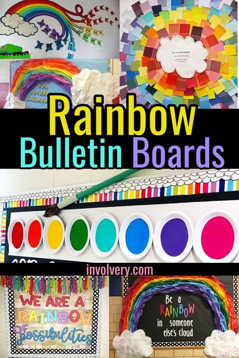 Rainbow Board Ideas, Rainbow Bulletin Boards Elementary, Balloon Bulletin Board Ideas, Bulletin Board Rainbow Ideas, Bulletin Boards Elementary Hallways, Tk Bulletin Board Ideas, Color Bulletin Board Ideas, Colorful Bulletin Board Ideas, Rainbow Display Classroom