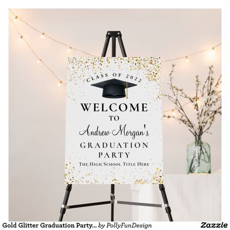 Graduation Dinner Party Table Settings, Welcome To Graduation Party Sign, Graduation Board Ideas, Welcome Board Decoration Ideas School, White And Gold Graduation Party, Aesthetic Graduation Party, Future Paramedic, Grad Dinner, Graduation Reception