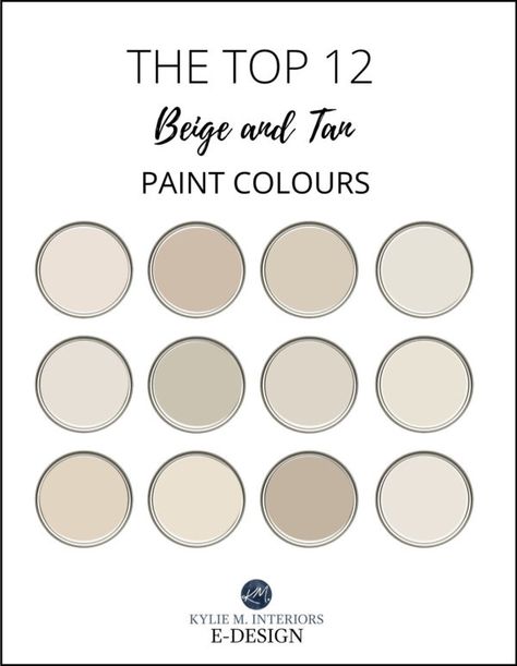 The 12 MOST POPULAR Beige and Tan Paint Colours Most Popular Beige Paint Colors, White And Tan Kitchen, Light Beige Paint Colors, Tan Paint Colors, Warm Neutral Paint Colors, Cream Paint Colors, Grant Beige, Beige Paint Colors, Tan Paint