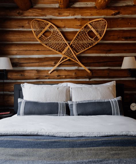 Cabin Remodeling Ideas: Tour Our Family's Updated Log Cabin Up North Cabin Interior, Updating A Log Cabin, Cabin Interior Decor, Updated Log Cabin, Log Cabin Front Porch, Log Cabin Makeover, Cabin Front Porch, Cozy Cabin Bedrooms, Cabin Makeover