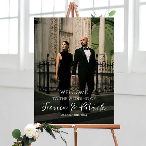 $28.75 | Photo wedding welcome sign fully customizable #wedding, welcome, sign, entrance, printed, personalized, photo, poster, board, reception Wedding Boards Signs Entrance, Photo Poster Board, Poster With Photo, Engagement Party Welcome Sign, Reception Poster, Elegant Engagement Party, Party Welcome Sign, Wedding Welcome Sign, Photo Poster