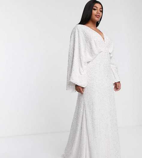 Asos Wedding Dress, Jeweled Wedding Dress, Curvy Girl Dress, Sequin Kimono, Curvy Bride, Affordable Wedding Dresses, Stunning Wedding Dresses, Sleeve Wedding Dress, Wedding Dress Trends