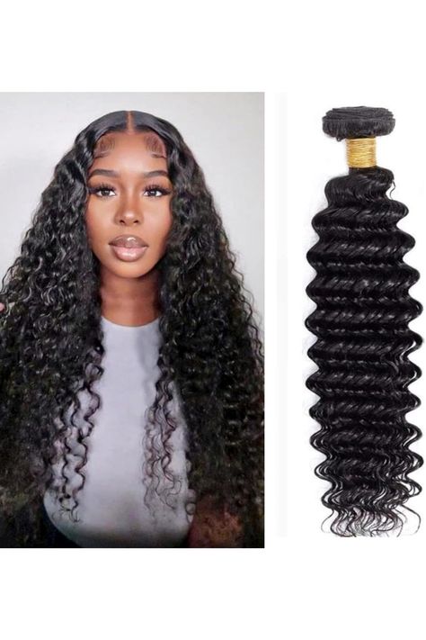 Deep Wave Human Hair Bundles 10A Brazilian Virgin Human Hair 16 Inch 100% Unprocessed Water Wave Bundles Double Weft 1 Bundles Deep Curly Weave Natural Color Deep Curly Weave, Deep Wave Human Hair, Curly Weave, Wig Colors, Curly Weaves, Deep Curly, Human Hair Bundles, Water Waves, Deep Wave