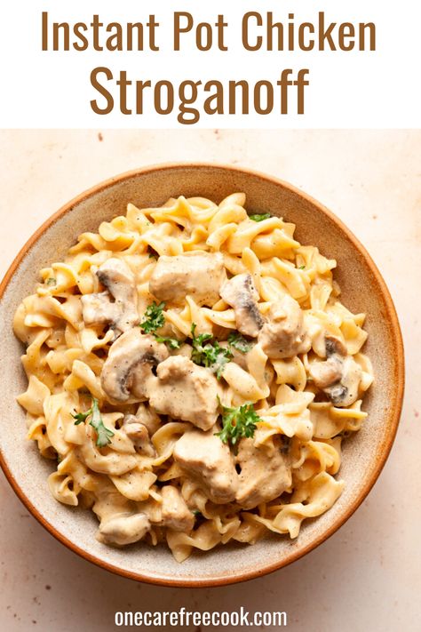 Instant Pot Chicken Stroganoff Instant Pot Chicken With Mushrooms, Instant Pot Chicken Stroganoff, Chicken And Mushrooms Instant Pot, Instant Pot Chicken And Reames Noodles, Instant Pot Chicken And Egg Noodles, Instant Pot Chicken And Noodles Reames, Dinner Board, Chicken Mushrooms, Reheat Chicken