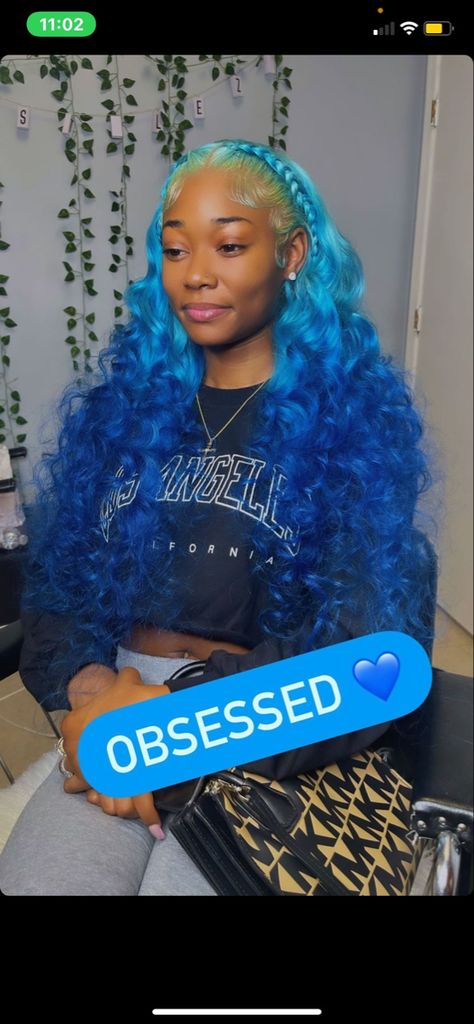 Blue Ombre Hair Black Women, Ombré Blue Wig, Ombre Hair Black Women, Blue Ombré Hair, Ombre Blue Hair, Blue Natural Hair, Weave Hair Color, Colored Hairstyles, Blue Lace Front Wig