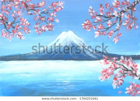 Mount Fuji Sakura, Sakura Aesthetic, Sakura Cherry Blossom, Mount Fuji, Image Illustration, Cherry Blossom, Stock Illustration, Blossom, Royalty Free Stock Photos