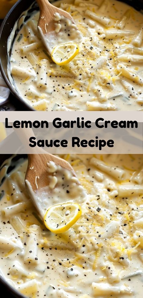 Looking for dinner recipes? Our Lemon Garlic Cream Sauce Recipe is a family favorite. Perfect for lemon garlic chicken or lemon garlic pasta, it’s an easy and delicious addition to your dinner ideas. Creamy Garlic Pasta Sauce, Garlic Cream Sauce Pasta, Cream Chicken Pasta, Lemon Garlic Chicken Pasta, Creamy Lemon Garlic Sauce, Lemon Cream Sauce Pasta, Garlic Cream Sauce Recipe, Lemon Garlic Cream Sauce, Pasta With Lemon Sauce