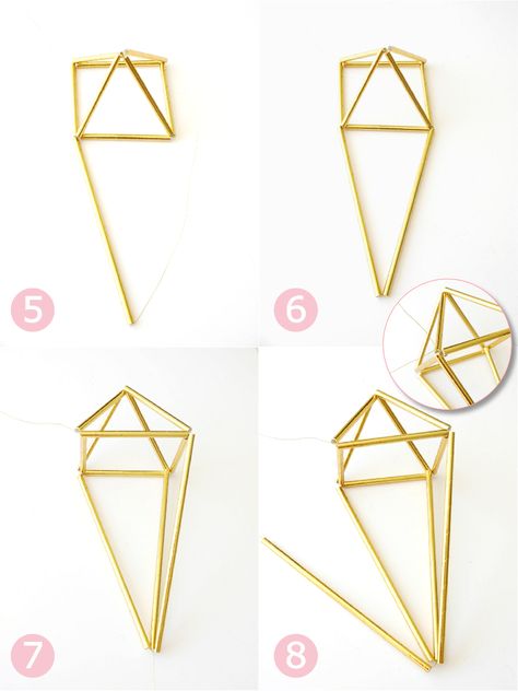 DIY Geometric Himmeli Party Decor - BirdsParty.com Diy Geometric Decor, Himmeli Diy, Wall Crafts, Straw Crafts, Small Candle Holders, Deco Nature, Dekor Diy, Craft Decor, Lampe Decoration