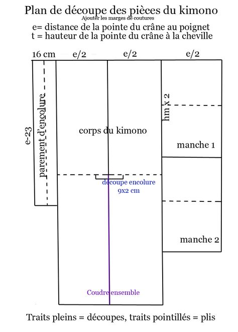 (compter env. 8h de travail au total) Il vous faut : Pour le Kimono : tissu fin (coton, satin, soie...) prévoir 2 x votre taille moins 10 c... Patron Kimono, Kimono Geisha, Diy Kimono, Elephant Coloring Page, Japanese Sewing Patterns, Kimono Japan, Kimono Vintage, Japanese Sewing, Kimono Pattern