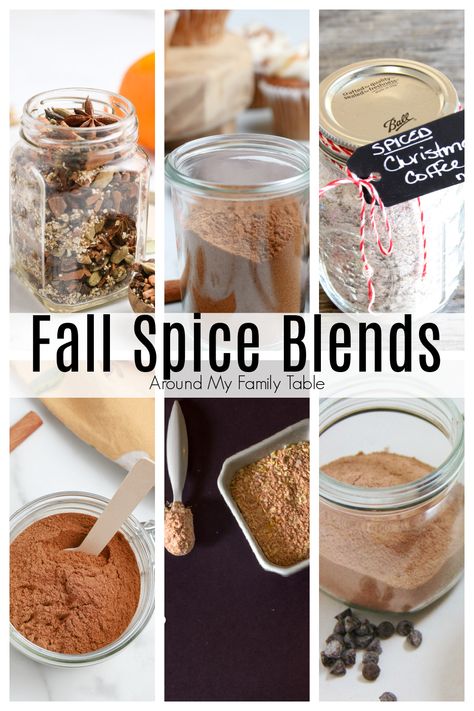 Homemade Fall Spice Blends include everything from classic hot cocoa to chili mix to pumpkin pie spice. Making your own blends means you can be creative and use the ingredients you love. via @slingmama Fall Spice Recipes, Fall Spice Blend, Baking Spice Blends, Mulled Spices Recipe, Apple Pie Spice Mix Recipe, Pumpkin Spice Hot Cocoa Mix Recipe, Coffee Spice Blend, Mulling Spice Recipe, Spiced Cider Mix