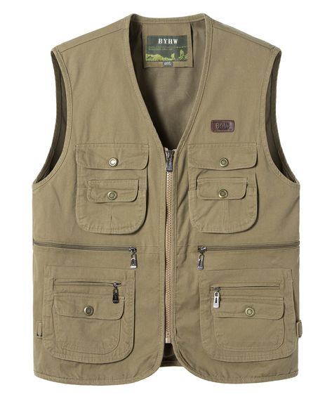 PRICES MAY VARY. 100% Cotton Imported Zipper closure Hand Wash Only 【Kindly Remind】: Please refer the size chart to choose the best suitable vest. High Quality Material: Mens multi pocket fishing hunting hiking vest is made of 100% cotton, breathable, super soft and comfortable. Excellent workmanship with nice stitching make the vests durable and practical. The durable fabric is also wear-resistant and does not fade. Multi Pocket Work Vest: This breathable fishing waistcoat with multiple varying Photography Vest, Hunting Photography, Multi Pocket Vest, Hiking Vest, Travel Vest, Work Vest, Fishing Jacket, Hunting Vest, Cargo Vest