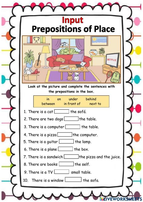 Preposition Of Place Worksheet, Preposition Worksheets Kindergarten, Preposition Worksheet, Preschool Exercise, Place Worksheet, Prepositions Worksheets, Preposition Of Place, Preposition Activities, Preposition Worksheets