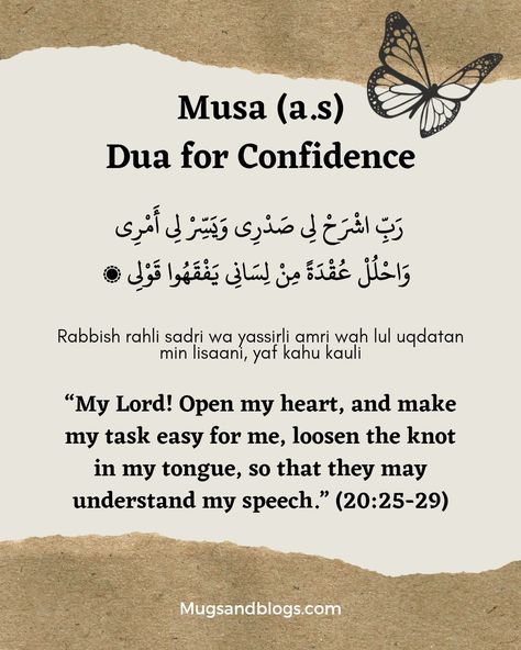 Dua for Confidence by Musa (a.s) 🤍🦋 Dua For Increasing Knowledge, This Dunya Is A Prison For The Believers, Dua For Hair Fall, Dua For Hair, Short Dua, Quranic Duas, Muslim Words, Powerful Dua, Coran Quotes