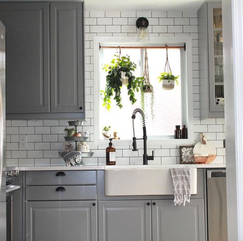 Today I’m sharing 13 real-life beautiful and inspirational IKEA kitchens. If you are joining me from Instagram you know I post my kitchen frequently and it is always one of my most popular posts! We have a white and bright IKEA kitchen – if you would like more details about our kitchen renovation click here. … Kitchen Window Plants, Kitchen Window Decor, Kitchen Sink Window, Ikea Kitchens, Kitchen Plants, Kitchen Redo, Trendy Kitchen, Ikea Kitchen, Kitchen Window