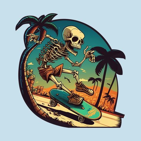 Skateboarding Skeleton, Skateboard Artwork, Skateboard Tshirt, Men Tshirt, Kustom Kulture, Tshirt Ideas, Skateboarding, My Images, Cool T Shirts