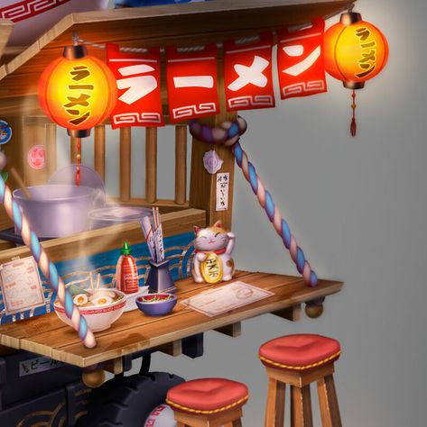 ArtStation - Ramen Truck Chinese Food Truck, Asian Food Truck, Ramen Food Truck, Ramen Stand, Ramen Cart, Sushi Catering, Ramen House, Food Stall Design, Japanese Restaurant Design