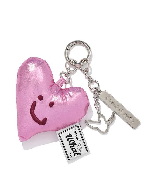 Keyring designed by whatitisnt. These are unique pointed items that are good to style with various items. Recommend giving points to your bags or phones with these.  - Signature logo charm detail- Lovey doll with smile embroidery Gift With Purchase Ideas, Keychain Design Ideas, Keyring Ideas, Smile Embroidery, Lovey Doll, Unique Keychain, Crazy Cookies, Pink Keychain, Clothes Embroidery Diy