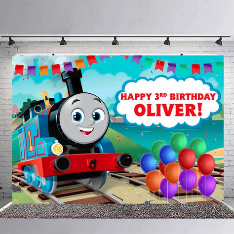 Thomas And Friends Birthday Party, Cake Train, Thomas Party, Thomas The Train Birthday Party, Thomas The Train Party, Thomas Birthday, Diy Birthday Banner, Birthday Party Backdrop, Train Party