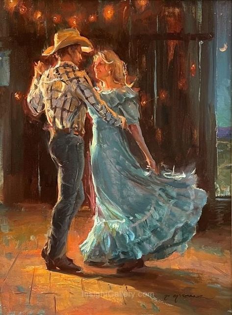 Old Cowboy Paintings, Old Romantic Paintings, Daniel F Gerhartz, Cowboy Painting, Feeling Old, Effortless Hair, Western Artwork, Western Romance, Western Paintings