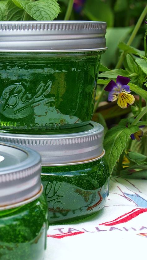 Mint Jelly Recipe, Mint Chocolate Chip Ice Cream, Jam And Jelly, Jelly Recipes, Home Canning, Green Food Coloring, Fresh Mint Leaves, Mint Chocolate Chips, Food Preservation