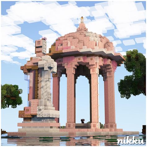 Pastel Pavillion 🌸🎨 #gazebo fans will see this and comment "hell yeah" this build is 100% survival friendly (except the water) - 🔦Shaders: Complimentary 🔧Built on: play.bakery.builders - Be sure to like, follow, and share with your friend who loves Minecraft! - #minecraft #mcpe #minecraftart #minecraftbuild #mcbuilds #minecraftbuilding #minecraftjava #minecraftarchitecture #minecraftonly #minecraftbuilds #minecraftideas #minecrafthouse #minecraftinspiration #minecrafthouses #minecraftcreati... Amethyst Bridge Minecraft, Cute Minecraft Sculptures, Minecraft Magic Circle, Romantic Builds Minecraft, Cute Gazebo Minecraft, Mermaid Castle Minecraft, Minecraft Shell House, Minecraft Shore House, Minecraft Island Town