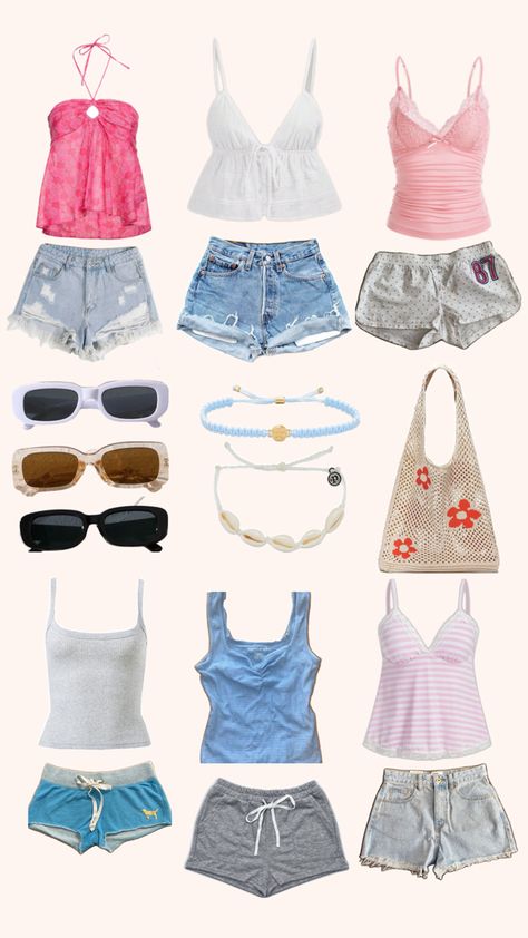 Babydoll Cami Outfit, Obx Clothes Aesthetic, Summer Outfits Obx Inspired, Cute Fits For Summer, Cami Outfit, Babydoll Cami, Beachy Outfits, Outfit Inspo Summer, Outfit Layout