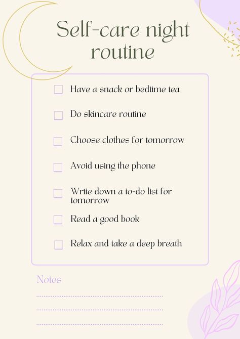 Sleep Is the New Self-Care Building a self care night routine can feel intimidating. Where to start, what to do, and, overall, how to have a self care night? This checklist can help you get started. Practicing self care before bed can help you get better sleep, which can, in turn, improve your mental clarity, productivity, motivation, and energy. It can also encourage you to dedicate some time to relaxation, which is crucial to your mental and physical health. Once A Month Self Care, Relaxing Things To Do Before Bed, Best Self Care Routine, Self Care Night Checklist, Girly Morning Routine, How To Relax, What To Do Before Bed, Night Checklist, Night Routine Checklist