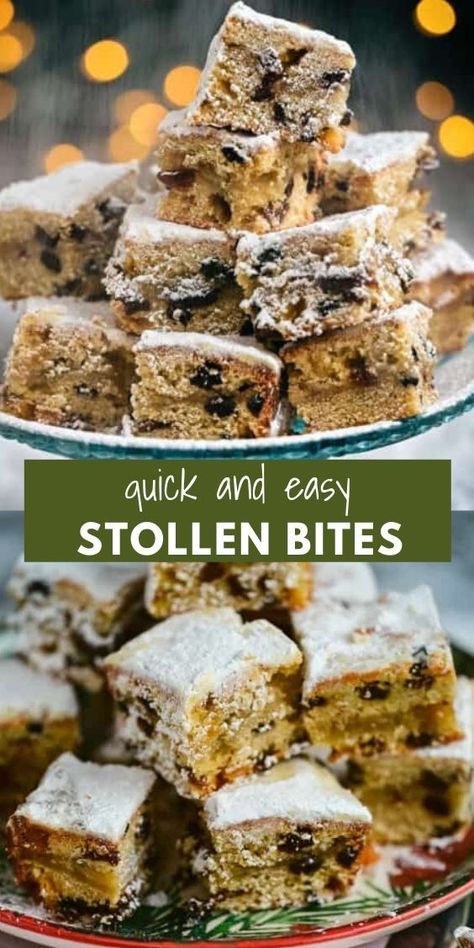 German Stollen Recipe Christmas, Christmas Traybake Ideas, Stollen Bites Recipe, German Stollen Recipe, Stollen Recipe Germany, Stollen Cookies, Easy Stollen Recipe, Stollen Cookie, Stollen Bites