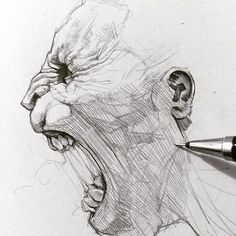 Screaming Drawing, Scream Face, Sketch Face, Beast Art, Human And Animal, Anatomy Drawing, Anatomy Art, Drawing Poses, Life Drawing