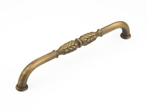 Antique Light Polish Appliance Pull Traditional | Schaub and Company Antique Brass Kitchen, Antique Kitchen Cabinets, Brass Drawer Pulls, Cabinet Hardware Pulls, Decorative Knobs, Handle Cabinet, Appliance Pull, Antique Lighting, Decorative Hardware