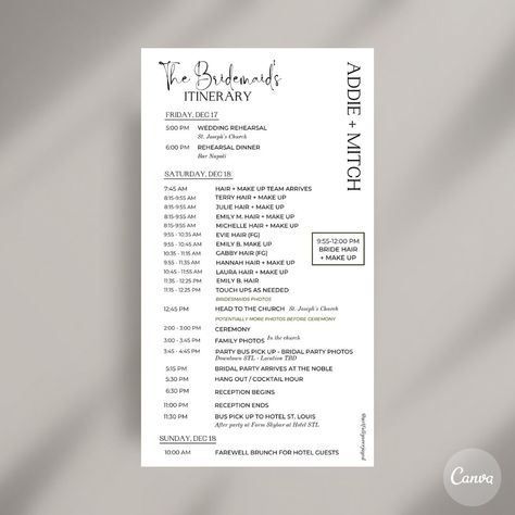 Wedding Day Itinerary, Day Template, Wedding Itinerary, Design Websites, Wedding Day Timeline, Wedding Checklist, Wedding Rehearsal, Morning Wedding, Printable Wedding