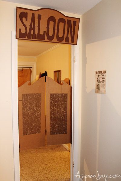 Wild West Dinner Party, Cardboard Saloon Doors, Saloon Bar Ideas Western Theme, Cowboy Menu Ideas, Western Photo Booth Backdrop, Saloon Birthday Party, Diy Saloon Doors Cardboard Western Theme, Deadwood Saloon Party, Wild West Saloon Party