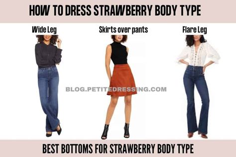 How to Dress Strawberry Body Type (the Complete Guide) Strawberry Body Type Outfit, Strawberry Body Type, Inverted Triangle Body Shape, Triangle Body Shape, Narrow Waist, Broad Shoulders, Cute Friend Photos, Flare Leg Pants, Wearing Clothes