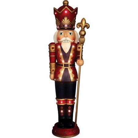 Capture the beauty, magic, and wonder of the Holiday Season with oversized Christmas decorations from Fraser Hill Farm. Our collection of indoor/outdoor resin figures will help you create a delightful holiday display everyone will love. Each high-quality statue is crafted from weather-resistant resin then brightly painted with realistic details. This 5-ft. traditional nutcracker features faux-woodgrain details and a bright, metallic finish. Sing along to 8 family favorite holiday jingles includi Oversized Christmas Decorations, Traditional Nutcracker, Fraser Hill, Resin Figures, Beauty Magic, Christmas D, White Led Lights, Nutcracker Christmas, Family Favorites