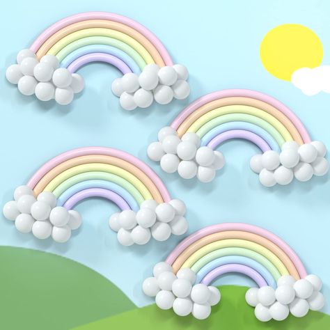 PRICES MAY VARY. latex Rainbow Balloon Garland Kit: Includes 24 long pastel rainbow balloons (pink, light orange, light yellow, light green, light blue, light purple) and 80 white 5-inch balloons for decorating Premium Quality Balloons: Made from thick and sturdy latex that is safe for children and won't pop when inflated properly Vibrant Rainbow Party Decor: Assorted pastel colors make these balloons perfect for baby showers, birthday parties, and other celebrations Easy Assembly with Included Pastel Rainbow Balloons, Rainbow Baby Birthday, Pastel Theme Party, Rainbow Balloon Arch, Animal Party Decorations, Rainbow Party Decorations, Pastel Theme, Pastel Balloons, Diy Rainbow