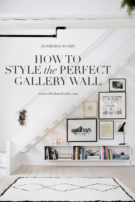 How to Style the Perfect Gallery Wall! #homedecor Photo Wall Under Stairs, Gallery Wall Under Stairs, Gallery Wall On Slanted Wall, Understairs Ideas, Stair Landing Decor, Gallery Wall Stairs, Staircase Art, Staircase Styles, Wall Galleries