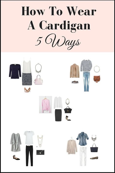 How To Wear A Cardigan 5 Ways!  See how to style the Boyfriend, Open, Waterfall, Classic Fitted and Wrap cardigans.  Shopping sources for all outfits are included. How To Wear Cardigan, Style Help, Mom Clothes, Black Pants Outfit, Classy Yet Trendy, Core Wardrobe, Easy Outfits, Travel Capsule Wardrobe, Multiple Outfits