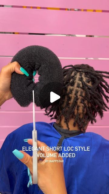 Annette Roche on Instagram: "Your Locs are never too short for a style ✨ book your appointment www.NappStar.com #locs #locstylesforwomen" Style For Short Dreadlocks, Dreadlock Styles For Short Hair, Styling Short Dreadlocks For Women, Loc Hairstyles Short Hair, Short Loc Mohawk Styles, Styling Starter Locs Black Women, Stater Locs Women, Short Dreadlocks Styles For Ladies, Short Styles For Locs