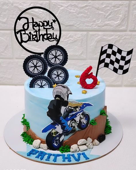 Durt bike theme cake Chocolate mousse with choco chips flavour cake #bike #biker #bikeride #bikelife #bikersofinstagram #cakedecorating #cakeart #cakedesign #cake #cakes #instacake #instafood #instalike #instagram #instadaily #birthday #baking #bestcakeinahmedabad #chandkhedacakes #gandhinagarcakes #bestcakeintown #baking #homebaker #entrepreneur #bussiness #trending #trendingcakes Cake For Bike Lover, Bike Cakes For Boys, Cake Designs Birthday For Boys, Bike Cake Design, Birthday Cake Designs For Boys, Car Theme Cake Boys, Simple Cake Designs For Boys, Car Theme Cake For Kids, Boy Cake Design