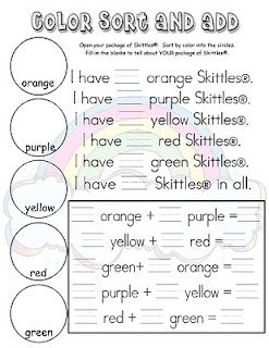 A full day of Taste the Rainbow Skittles Math FREE from My Little Classity Class!  Sorting, addition, graphing, measurement, and patterns.  Clip art from DJ Inkers. Rainbow Skittles, Kindergarten March, Math Camp, Dj Inkers, Fall Classroom, Math School, Spring Work, Summer Learning, Math Addition