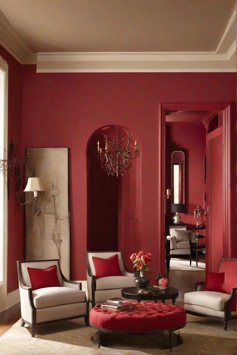 home interior design, decorating interiors, interior bedroom design, designer wall paint Red Room Paint, Color Living Room Walls, Red Wall Paint, Color Living Room, Paint Guide, Red Paint Colors, Light Colored Furniture, Best Interior Paint, Historic Colours