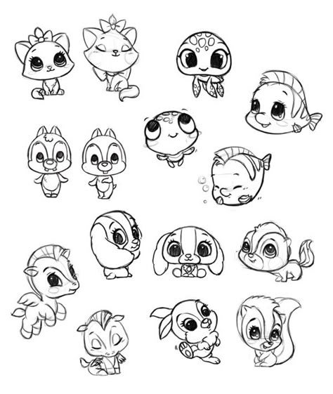 Disney animals by Jenny Chung, via Behance Doodle Disney Characters, Simple Disney Characters, Disney Animation Tattoos, Cute Characters Tattoo, Disney Inspired Drawings, Mini Disney Drawings, Disney Icon Tattoo, Disney Animal Tattoo Ideas, Small Disney Drawings